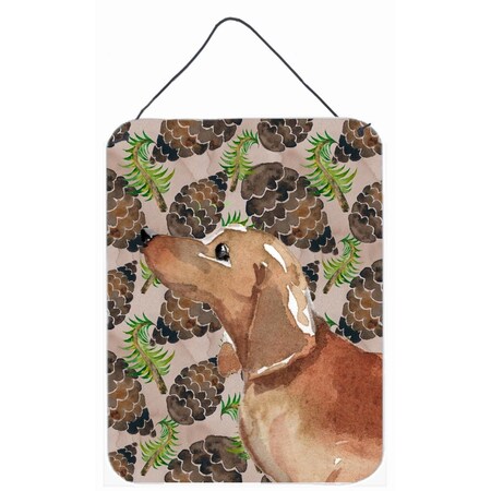 Carolines Treasures Red Tan Dachshund Pine Cones Wall or Door Hanging Print BB9581DS1216